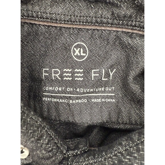 Free Fly Sullivan Shirt Mens XL Charcoal Chambray Bamboo Stretch Button Down - Picture 8 of 11